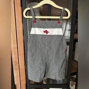 Strasburg plane shortall overalls romper baby boy toddler embroidered gingham